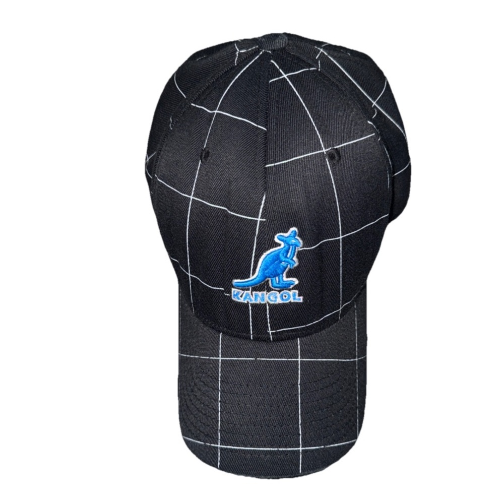 Kangol Flex Fit Black Windowpane Pattern w/Blue Logo Cap Men’s SM/MD